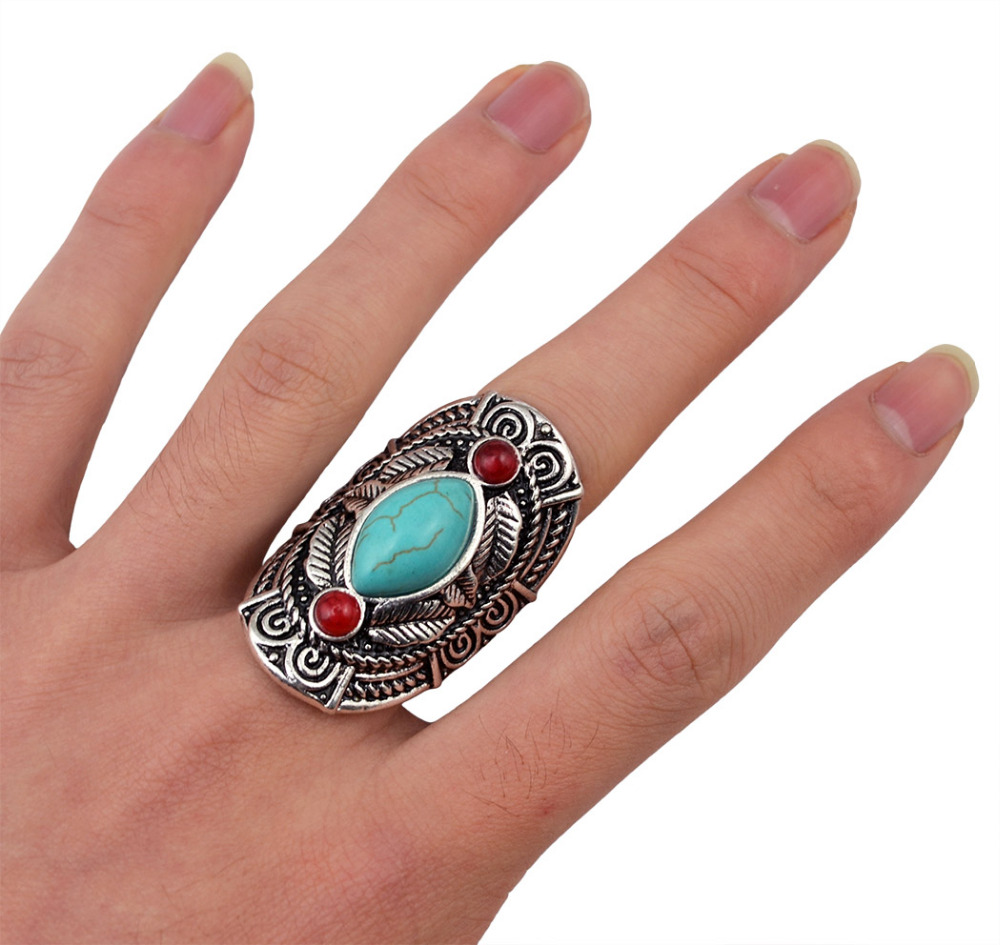 Boho Ethnic Tibet Turquoise Ri - Ethnic Fashion Pakistan 评论和价格
