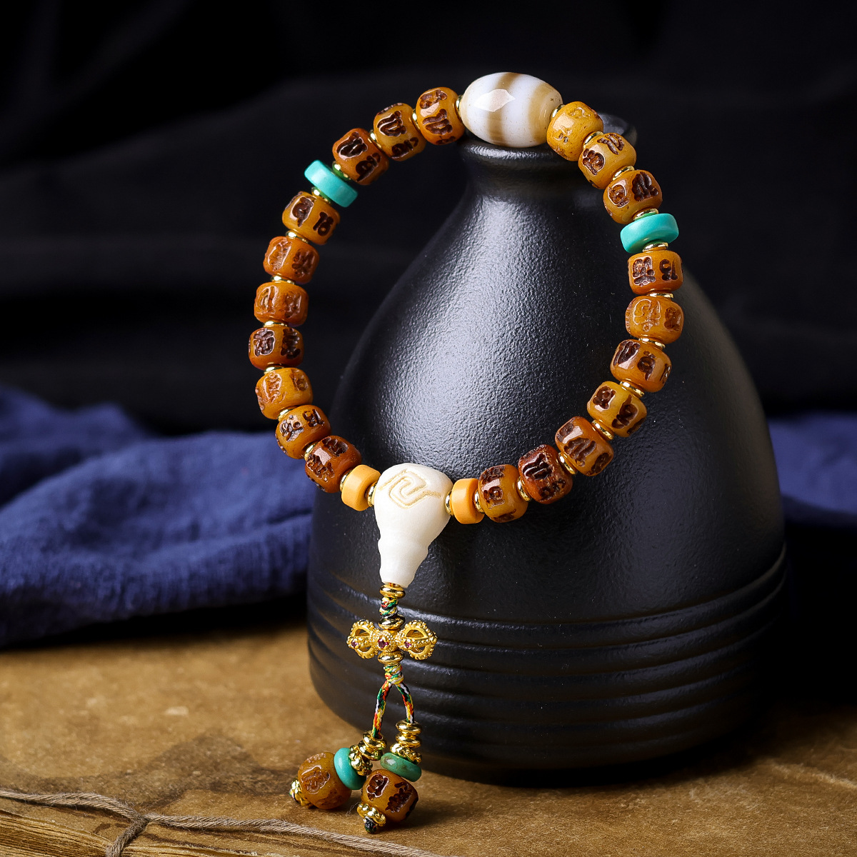 Bone Carved Six-Word Mantra Va - Ethnic Fashion Way 评论和价格