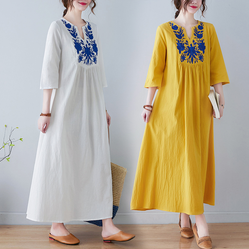 New Ethnic Style Loose Deep V- - New Ethnic Fashion 评论和价格