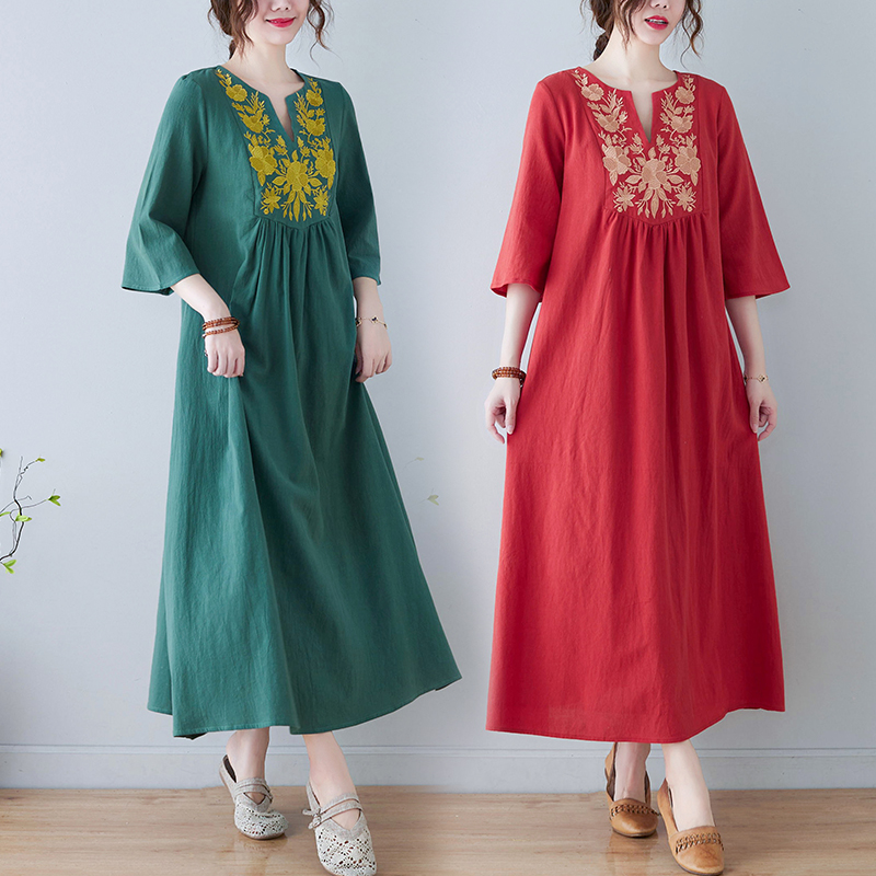 New Ethnic Style Loose Deep V- - New Ethnic Fashion 评论和价格