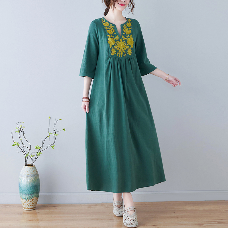 New Ethnic Style Loose Deep V- - New Ethnic Fashion 评论和价格