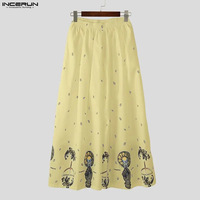 INCERUN Men Wide Leg Pants Pri - Ethnic Fashion Men 评论和价格