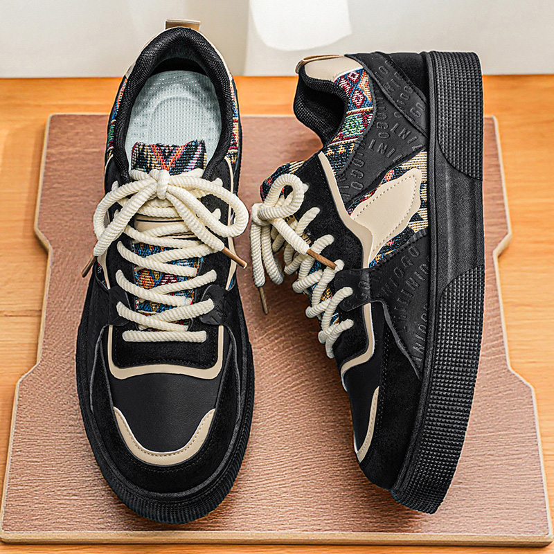 Men's Vintage Patchwork Platfo - Ethnic Fashion Men 评论和价格