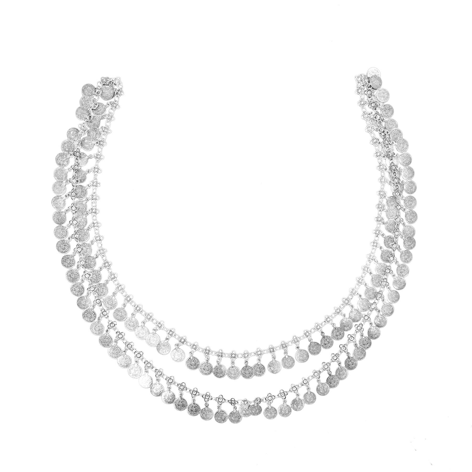Silvery Alloy Coins Tassel Sho - Ethnic Fashion Pakistan 评论和价格